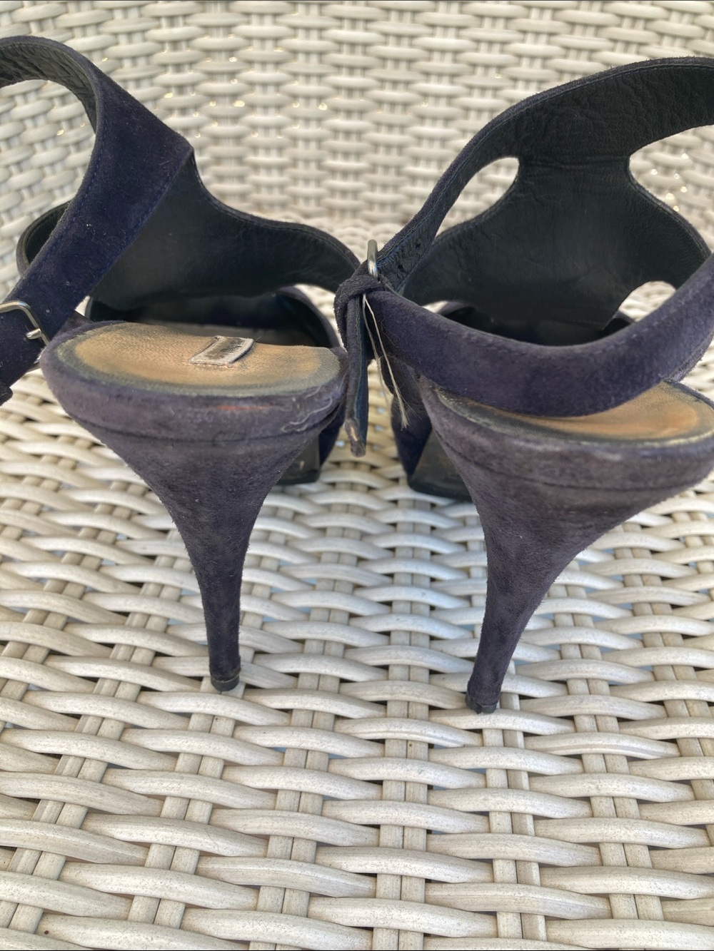 Miu Miu Navy Suede Cutout Peep-Toe Heels EU size 41 - Picture 6 of 9